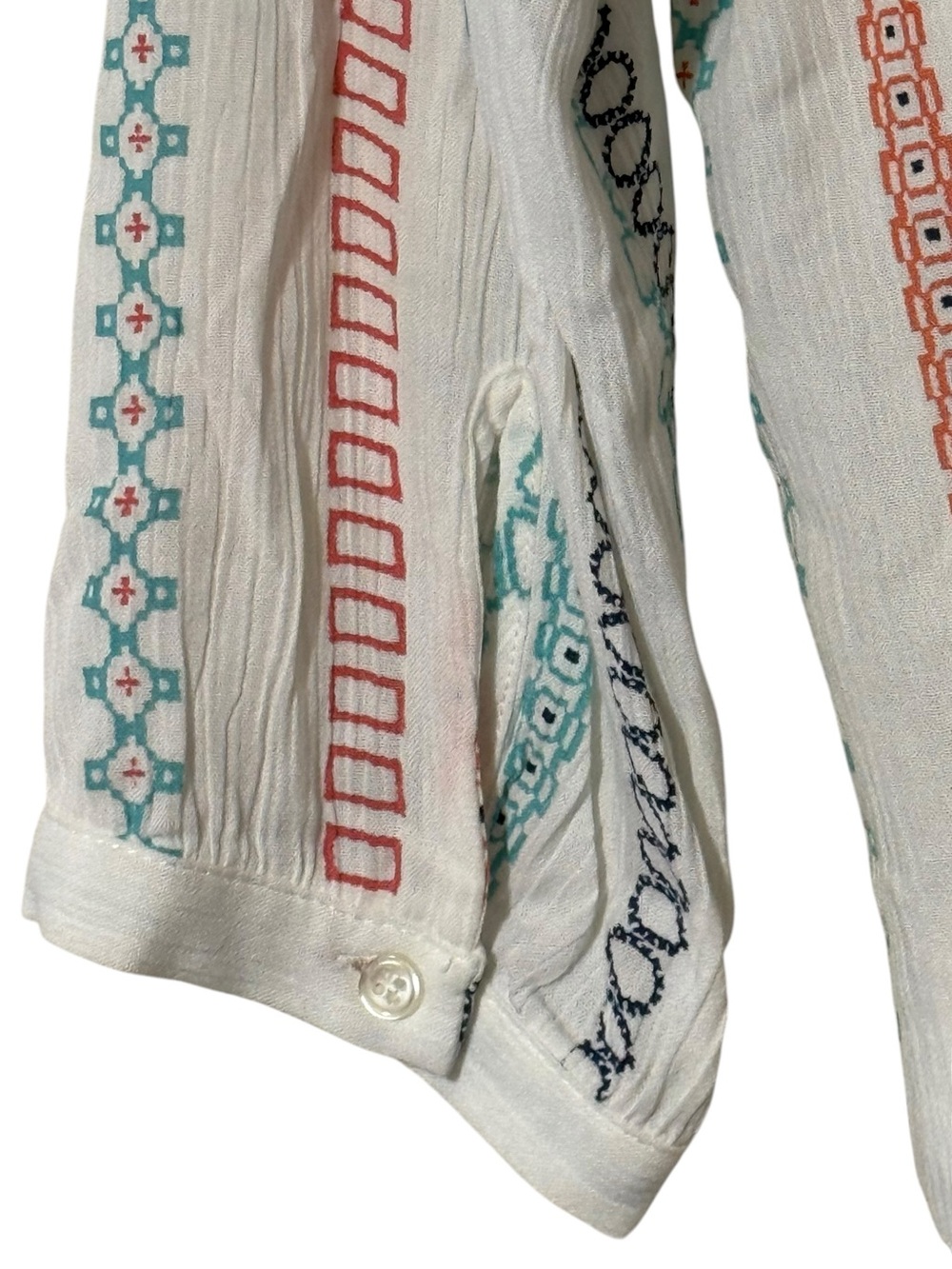 Tribal Jeans Embroidered Boho Peasant
Top White Multicolor Stripe Small - Picture 10 of 16